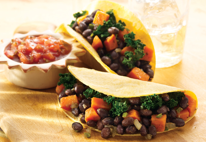Black Bean, Sweet Potato and Kale Tacos