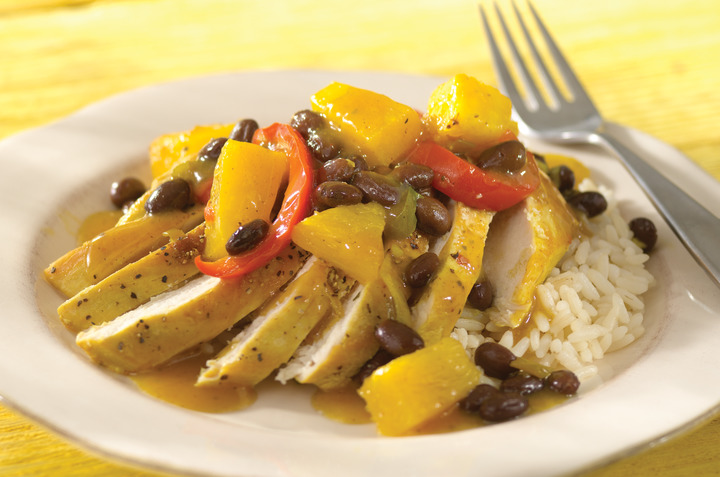 Caribbean Chicken with Pineapple Black Bean Sauce
