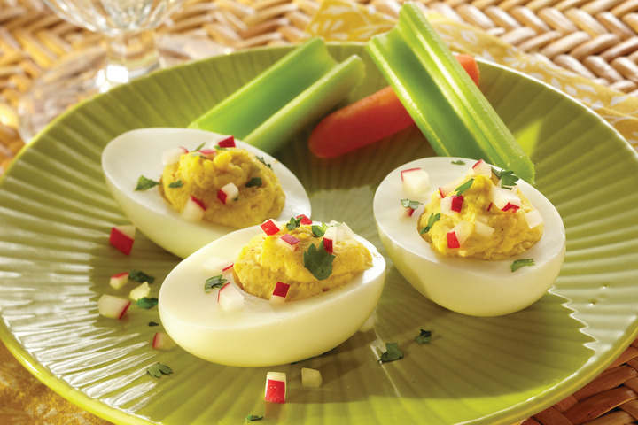 Curried Garbanzo Bean Deviled Eggs