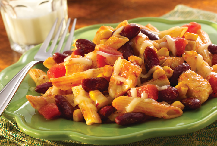 Easy BBQ Chicken, Corn and Pasta